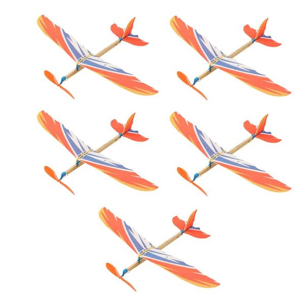 TOYANDONA 5Pcs Rubber Band Powered Aircraft Airplane Model Creative Helicopter for Kids Throwing Glider Airplane Toy for Birthday Party Favor Prize Reward (Random Pattern)