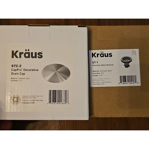 Kraus ST-1 Stainless Steel Sink Drain Assembly and STC-2 Decorative Drain Cap