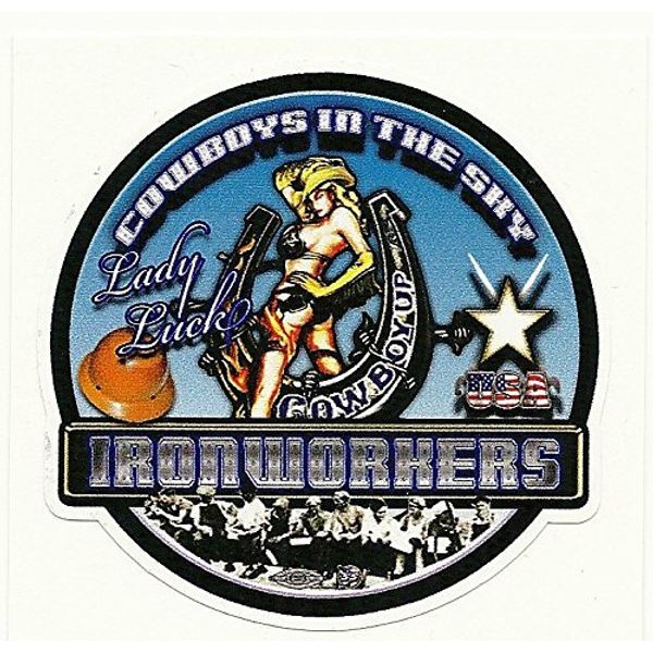 5 Lady Luck Ironworkers Full Color Hardhat Stickers BW6