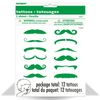 Unique Mustache Finger Tattoos | Green | 12 Pcs, One Size