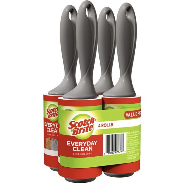 Scotch-Brite Lint Roller Club Pack, 4 Rollers/Pack, 105 Sheets/Roller FREE SHIP