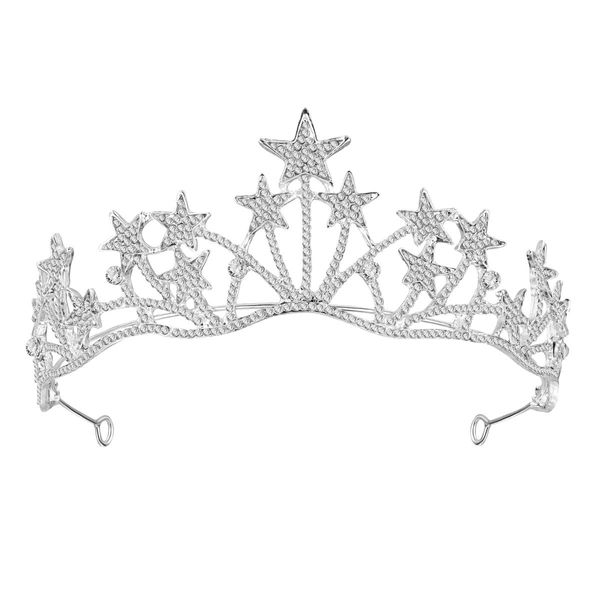 Lurrose Star Shaped Rhinestone Crowns Bridal Crowns Tiaras Bridal Headpiece for Wedding Ceremony Party