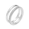 Sterling Silver & CZ Crystal Double Band Ring Size Medium