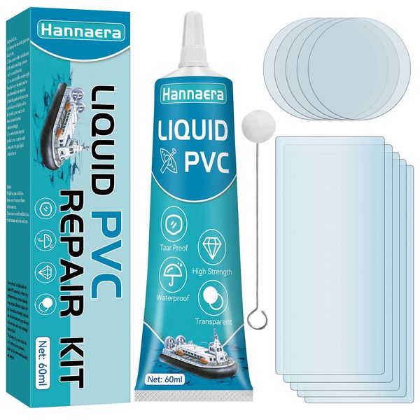 Hannaera Paddling Pool Repair Kit Waterproof, Hot Tub Repair Kit, Transparent Pool Patch Repair Kit for Hot Tubs, Inflatable Spas, Air Bed, Bouncy Castle (ukPVC-H03)
