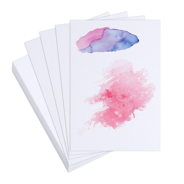 50pcs Watercolor Paper, 4x6 Inch 100% Cotton Watercolor Paper Acid Free Watercolor Paper Cards for Students Artists Sketch Art Test (Rough Textured)