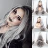 Ombre Gray 2 Tones Synthetic Lace Front Wig Dark Roots Long Loose Wave Silver Grey Replacement Hair Wigs For Women Heat Resistant Fiber Hair Half Hand Tied (24 Inch, loosewave/lace front wig)
