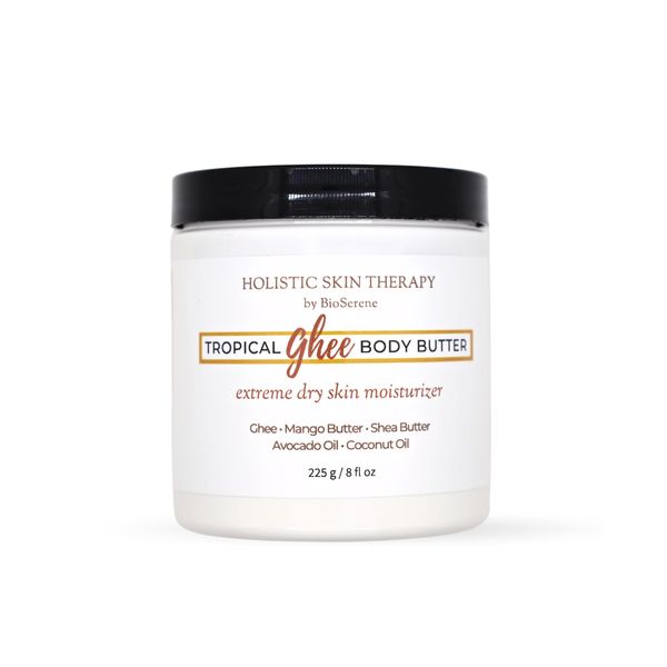 Tropical Ghee Body Butter - Extra Dry Skin Moisturizer - Holistic Ghee therapy - Mango, Shea Butter, Avocado Oil - (8 fl oz)