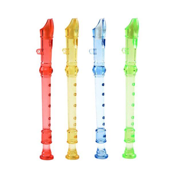 NUOBESTY Plastic Clarinet Small Flutes Beginner 6 Holes Instrument Children Learning Training Props 4pcs (Random Color)