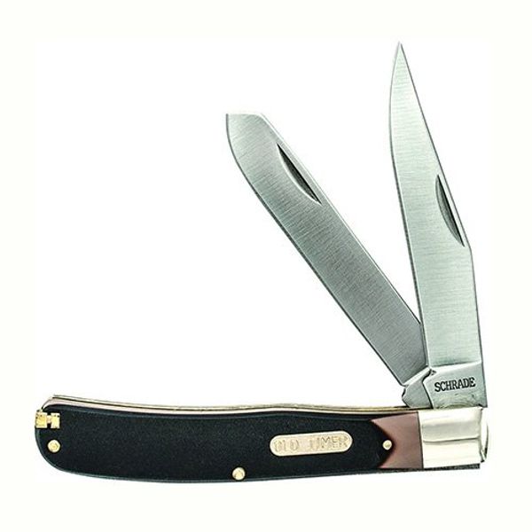 Old Timer 96OT Bearhead Trapper 7.4in S.S. Traditional Folding Knife with 3.3in Clip Point Blade and Sawcut Handle for Outdoor, Hunting, Camping and EDC