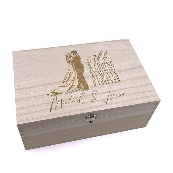 ukgiftstoreonline 60th Wedding Anniversary Personalised Wooden Memory Keepsake Box
