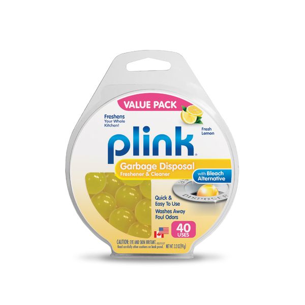 Plink Garbage Disposal Cleaner, Freshener & Odor Removing Balls, Easy to Use, Fresh Lemon Scent, 40 Count (PLM40N)