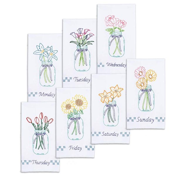 Jack Dempsey Needle Art HAND TOWEL SET DECOR MASON JAR