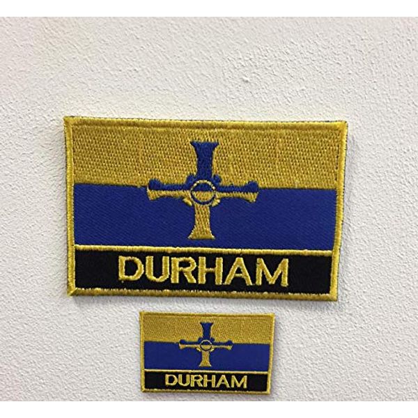 Durham UK County Flags Badges Iron Sew on Embroidered Patch Small | Large (Large)