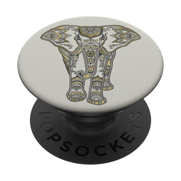 Boho Ornate Elephant Henna Design PopSockets Adhesive PopGrip