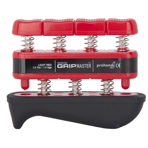 Prohands Gripmaster Rehab Hand Exerciser, Finger Exerciser (Hand Grip Strengthener), Spring-Loaded, Finger-Piston System, Added Palm Cushion, (3 lb Light Tension, Red-Gripmaster Rehab)