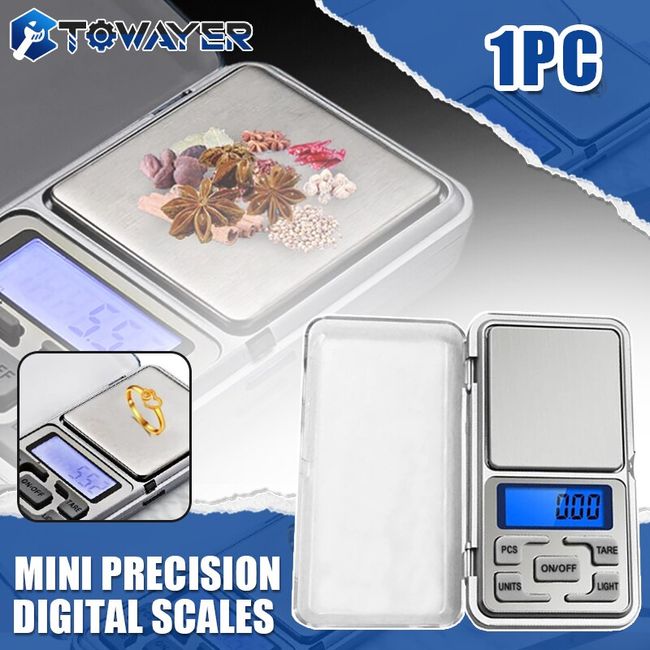 Mini Pocket Scale, 500g x 0.01g Accuracy, Gram Scale Small Digital Kitchen  Scale for Baking, Jewelry, Herbs, Seasoning,Tare Function, 2 Trays Included