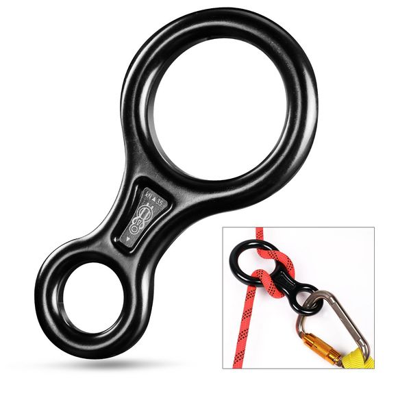 Oumers Eight Links Rock Climbing Climbing Accessories High Office Work Smooth Pull Up Down Belay You, and the Eight Links Protection Equipment for CE Certified Operation Easy Strong 拔群 Durable and Safe Outdoor Equipment Black