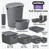 Superio 1.5 L Mini Ribbed Storage Bin- Plastic Storage Basket (Grey, 8 Pack)