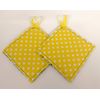 Potholder Set in a White Daisy Polka Dot Fabric Print by Sewuseful Studios LLC