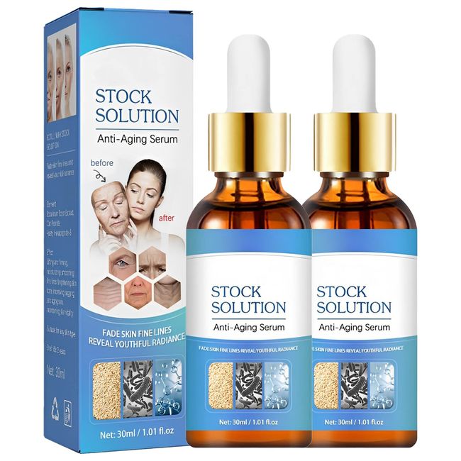 Stock Solution Facial Serum, Anti Aging Serum, Anti Aging Serum Liquid, Suitable For All Skin (2Pcs)