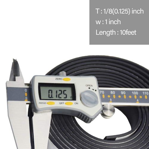 DOBTIM Adhesive Neoprene Solid Rubber Strips 1/8 (.125)" Thick X 1" Wide X 10'Long, Self Stick Rubber Sheet Non-Slip Insulation Pads Black Rubber Padding Rubber Strip Roll