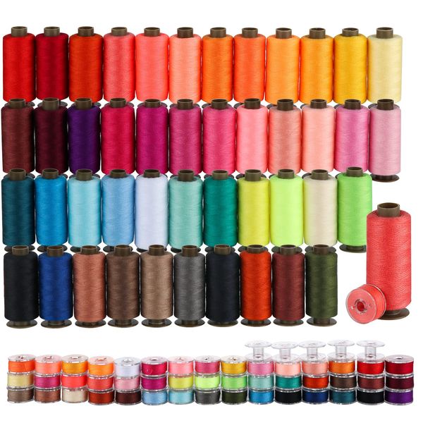 95Pcs Bobbins Sewing Threads Kit, 400 Yards per Polyester Thread Spools, Prewound Bobbin with Case for Brother Singer Janome Machine, 45 Colors (95pcs)