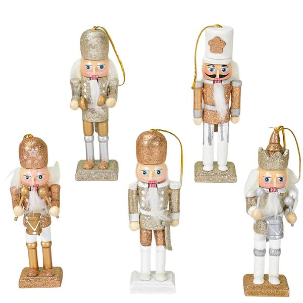 5p Wooden Christmas Nutcracker Soldiers,Mini Figures Christmas Nutcracker Soldier Ornament 12CM,Hanging Ornaments Traditional Nutcracker Soldier Puppet Nutcracker Toy Gift for Kids Classic Xmas Decor