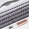 Individual Lashes 120 Cluster Lashes DIY Eyelash Extension Thin Band Wide Stem Lash Clusters with Applicator and Lash Bond and Seal Lash Extension Kit Mix 10-16mm Length C/D Curl - OP17