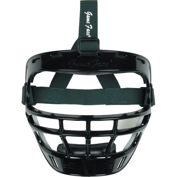 Markwort Game Face Sports Safety Mask (Black with Dark Green Ponytail Harness, Large)