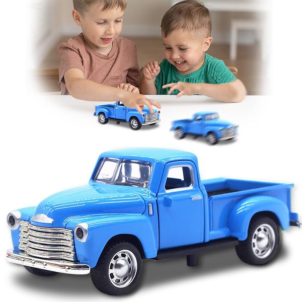 AGSIXZLAN Little Blue Truck Toy for Toddlers 1-2-3-4 Year,1:32 Alloy Kids Car Toy Driveable,Car Door Can Open,Toys Trucks for Ages 1 2 3 4 5 6 7 8 Year Old Boys Girls Birthday (Blue)