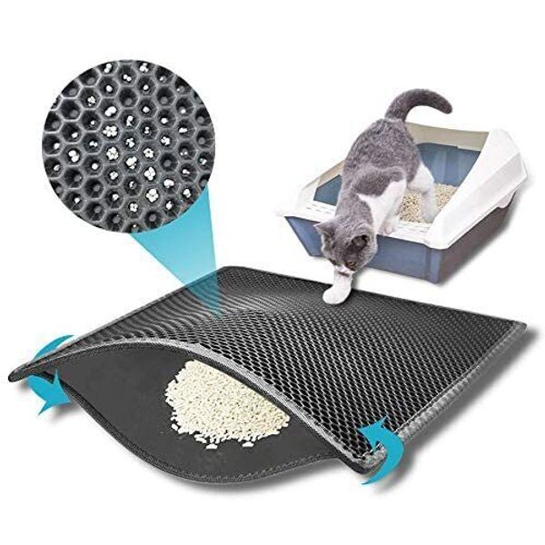 Cat Litter Mat, Litter Box Mat,Honeycomb Double Layer 15" X 24" 1Pack Grey