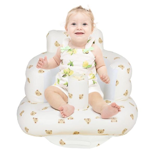 AirSwim Baby Inflatable Seat for Babies 3 Months and Up, Baby Support Seat Summer Toddler Chair for Sitting Up, Baby Shower Chair Floor Seater Gifts, Bear Head