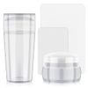 EBANKU Nail Art Stamper, 2PCS Clear Blue Silicone Stamping Jelly with 2PCS Scraper, French Smile Line Tools for Beauty Nail Art DIY (2 Shape) (Transparent)