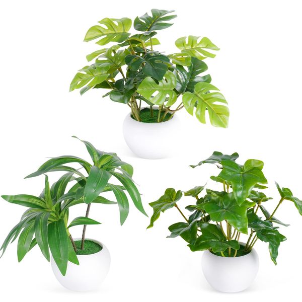 XiaZ Artificial Ornamental Plants, Fake Green, Set of 3, Mini Potted Plants, Small Potted Plants, Stylish, Decorative, Tabletop, Green, Plants, Potted Plants, No Watering, No Care Required, Wedding,