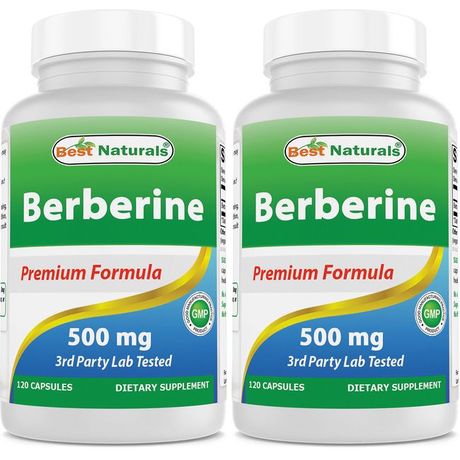 2 Pack Best Naturals Berberine 500 mg 120 Capsules