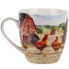 Mug Coaster Tray Tea Set Cockerel & Hen Kitchen Tableware Farm Print Design