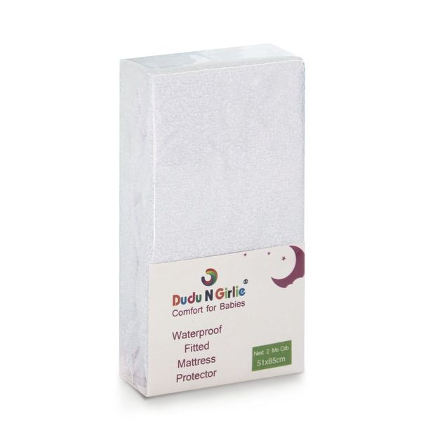 Dudu N Girlie Next2Me Terry Cotton 100 Percent Waterproof Crib Mattress Protector, 51 cm x 85 cm,White