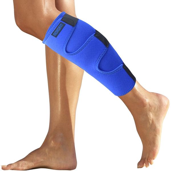 ROXOFIT Calf Brace for Torn Calf Muscle and Shin Splint Relief - Calf Compression Sleeve for Strain, Tear, Lower Leg Injury - Runners Neoprene Splints Wrap for Men and Women