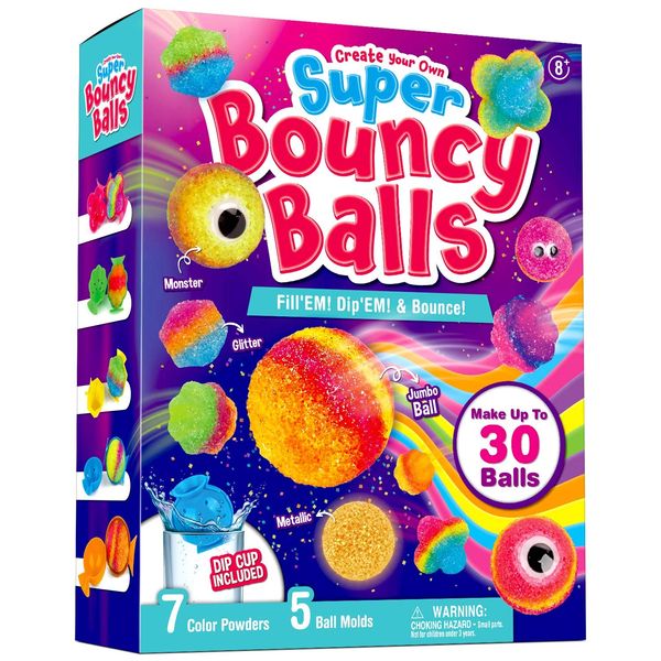 Dr. Daz Bouncy Ball, Make 20 Colourful Power Balls for Children, Make Your Own Rubber Ball, Fun Science Experiment Set for Beginners, Birthday Gift for Girls Boys from 7 8 9 10 Years