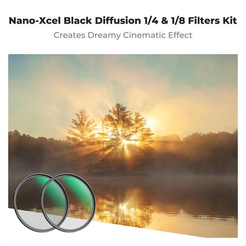 K&F Concept 82mm Black Diffusion 1/4 & 1/8 Lens Filter Kit (2 Pcs), Mist Cinematic Effect Filter for Vlog/Video/Portrait Image with 28 Multi-Layer Coated