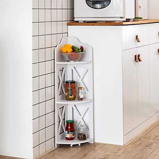 The $13 TuoxinEM Caddy Corner Shelf Adds Storage in Small Spaces