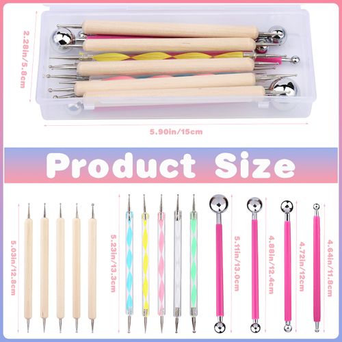 Qzma 14 PCS Dotting Tools Ball Styluses with Box, Dotting Tools Set Rock Painting, Pottery Clay Modeling Embossing Nail Art