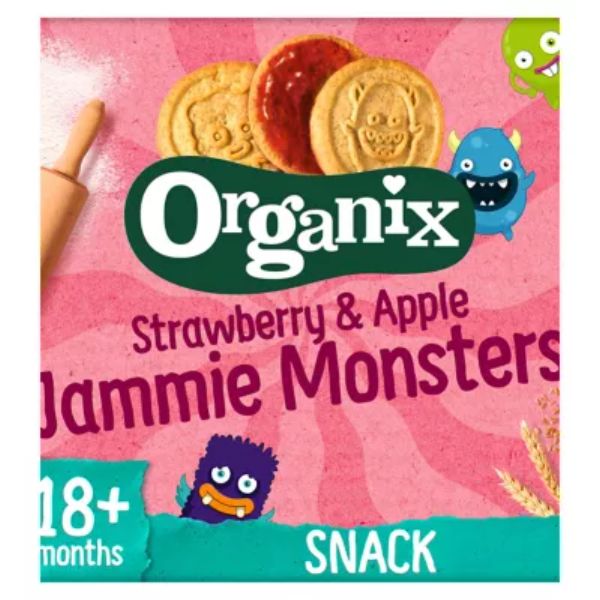 Organix Jammie Monsters Organic Jam Toddler Snack Biscuits Multipack 8x8g