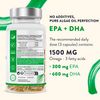 High Strength Vegan Omega 3 Capsules - 1500mg - 600mg DHA and 300mg EPA per Daily dose of 3 Capsules - 90 Omega 3 Vegan - from Sustainable Plant-Based Algae Oil