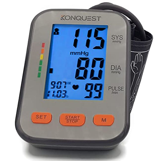 Digital Upper Arm Blood Pressure Monitor with Cuff/LCD Blue