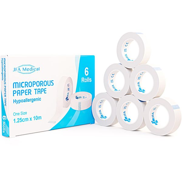 JFA Medical Microporous Surgical Tape First Aid Medical Tape Earring Cover Up Tape 1.25cm x 10m - Box of 6 Rolls