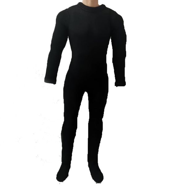 SSbeauty M 1/6 Scale Male Figure Clothes Long Sleeved Bodysuit Undercoat Jumpsuit Cloth for 12'' Action Figure Doll Clothes (Black)