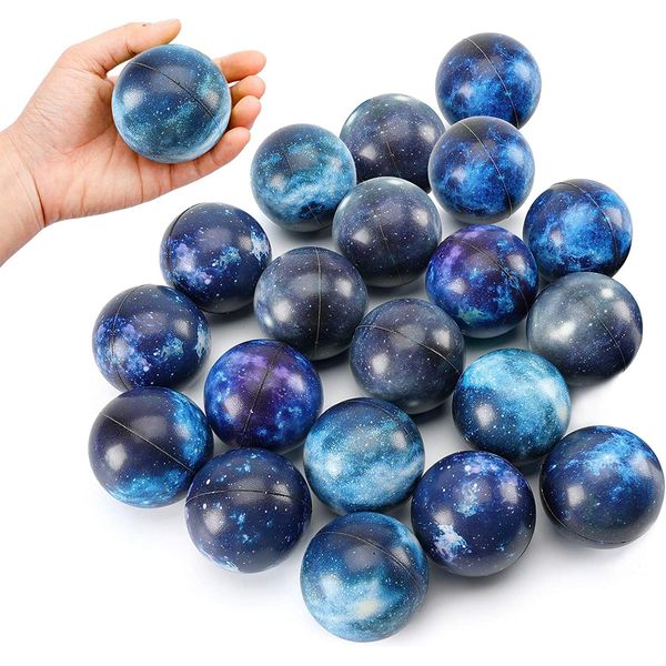 HYPYRANOW Stress Balls, 12 Pcs Galaxy Stress Balls, 2.5 Inch Space Theme Stress Balls Foam Squeeze Balls Stress Relief Balls for Finger Exercise School Carnival Reward Party Bag Gift