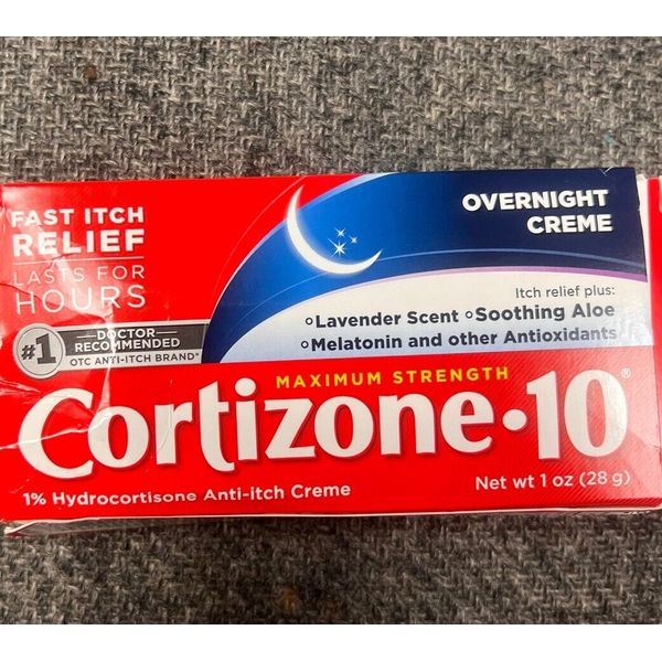 2 Cortizone 10 Overnight Creme Itch Relief, Lavender Scent, 1 Oz Each