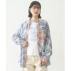 Milkfed Women's Casual Plaid PATCHWORK SHIRT, LtBlue
